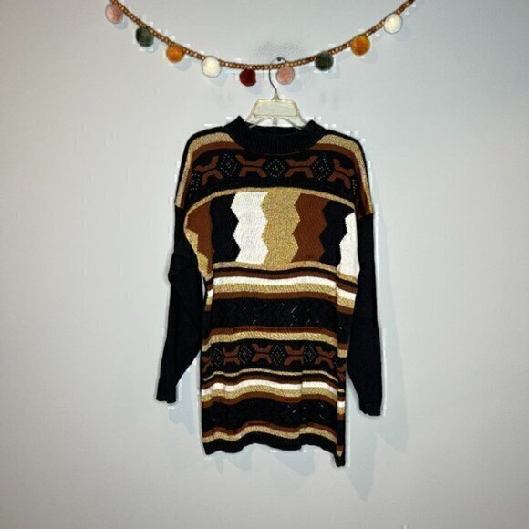 Vintage Sweaters - Vintage patterned beaded long sweater